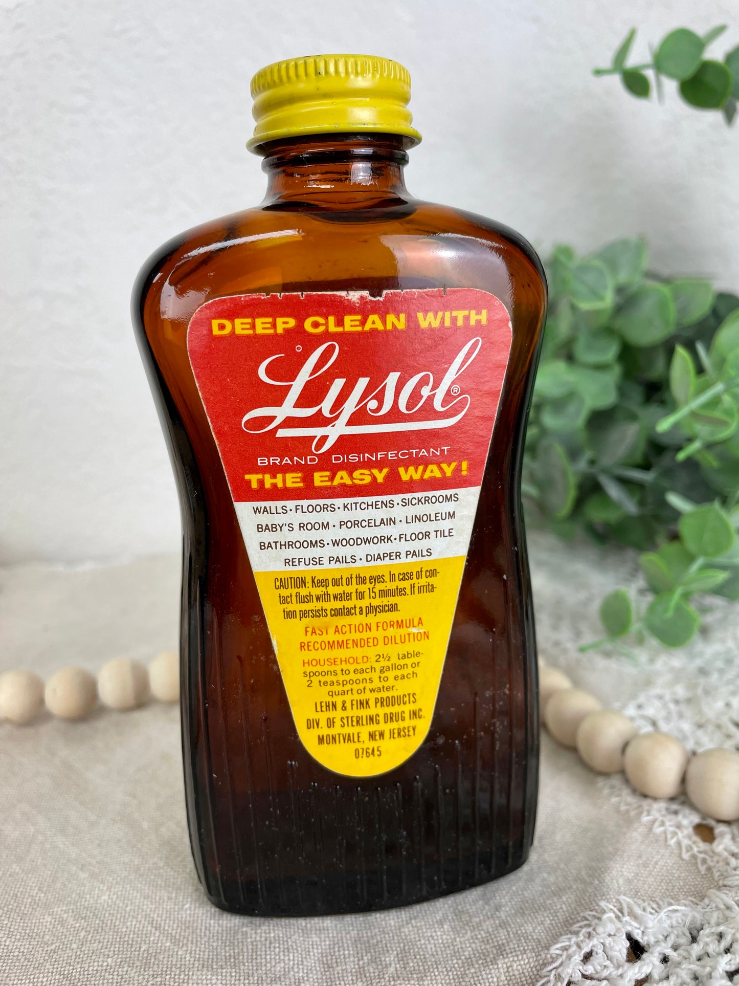 Vintage Amber Lysol Bottle