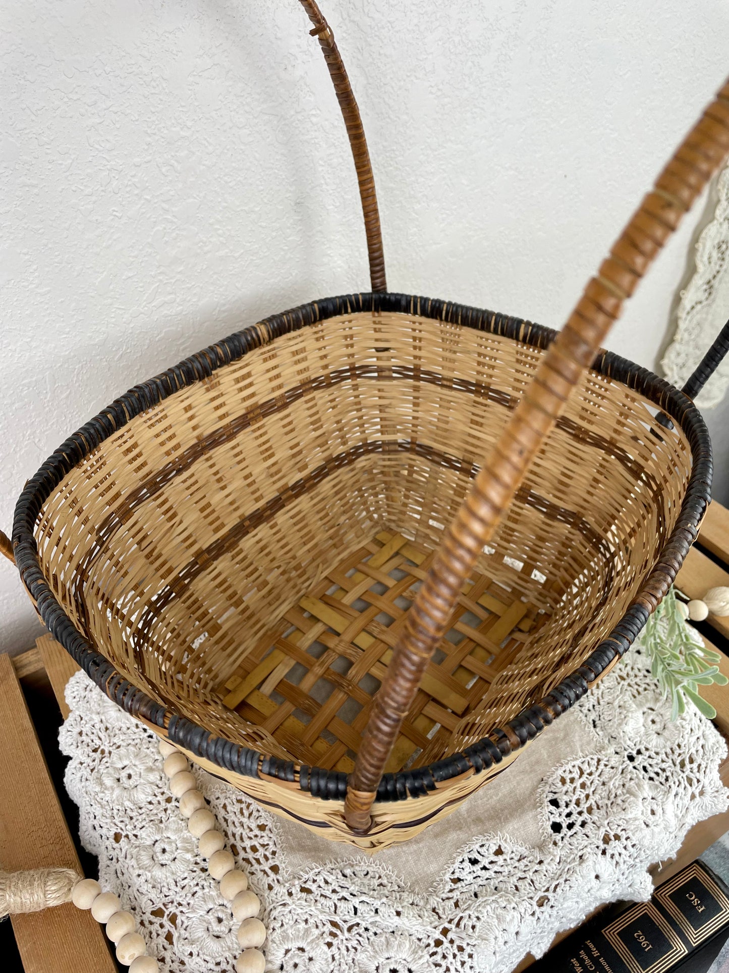 Vintage Basket with Long Handles