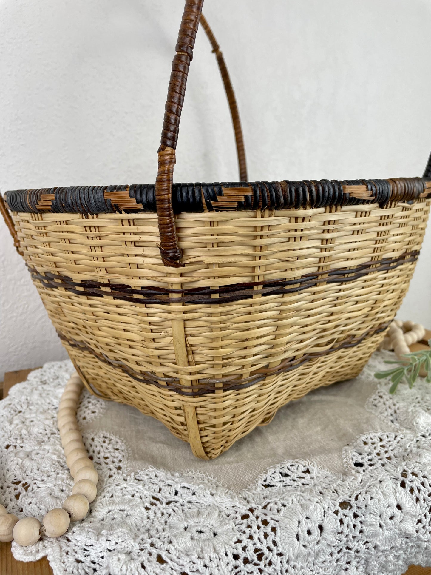 Vintage Basket with Long Handles