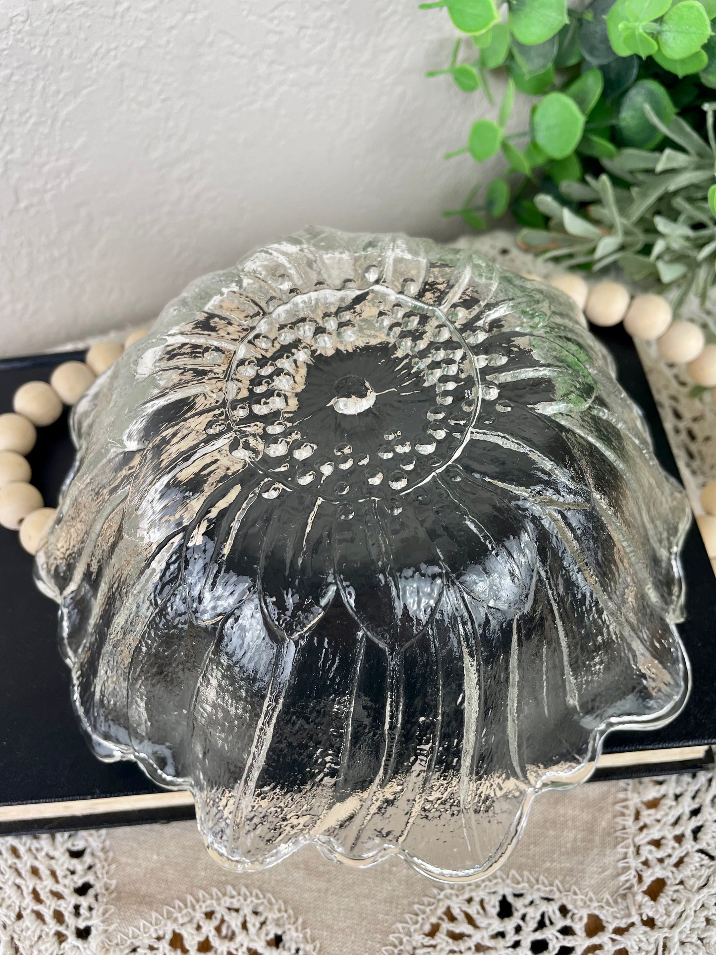 Vintage Glass Sunflower Bowl by Indiana Glass Co.