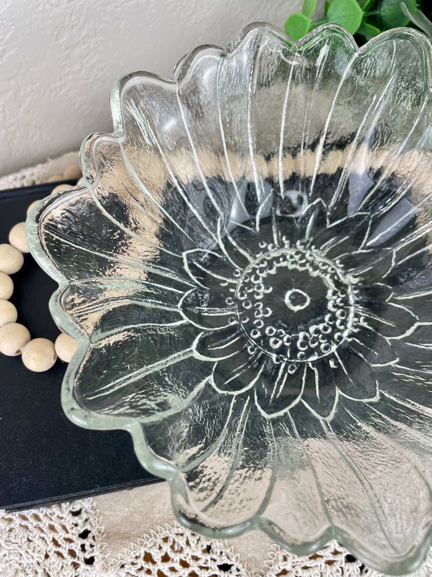 Vintage Glass Sunflower Bowl by Indiana Glass Co.