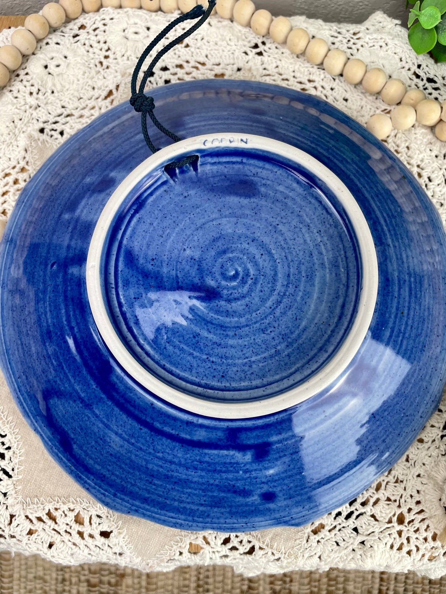 Vintage Handmade Blue Pottery Dish