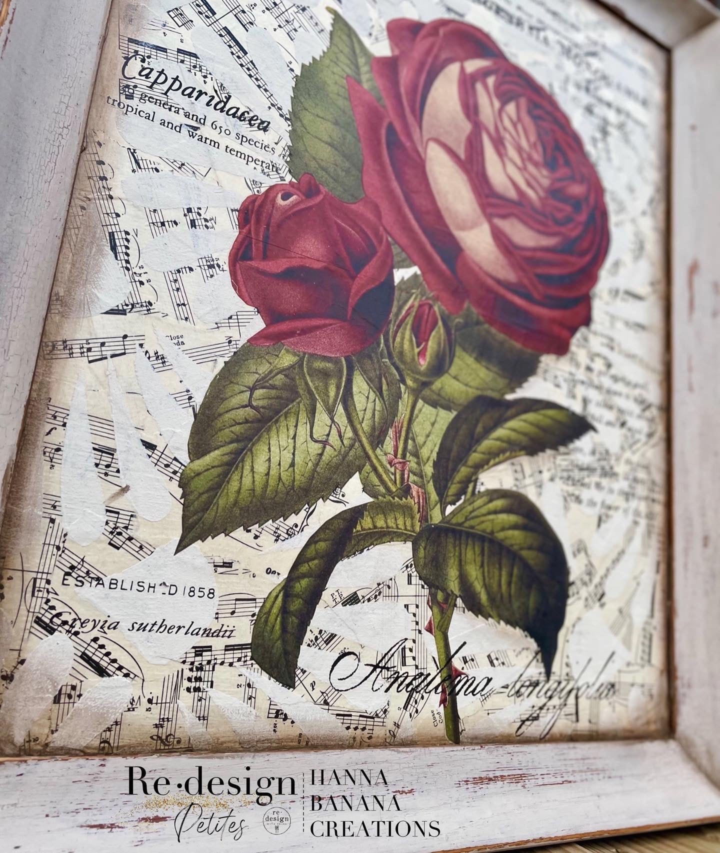 Handmade Upcycled Frame Wall Art with Rose