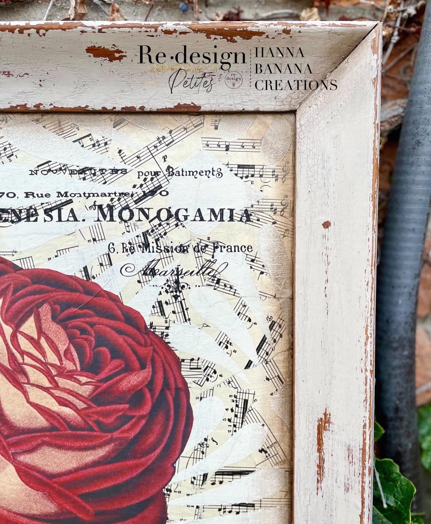 Handmade Upcycled Frame Wall Art with Rose