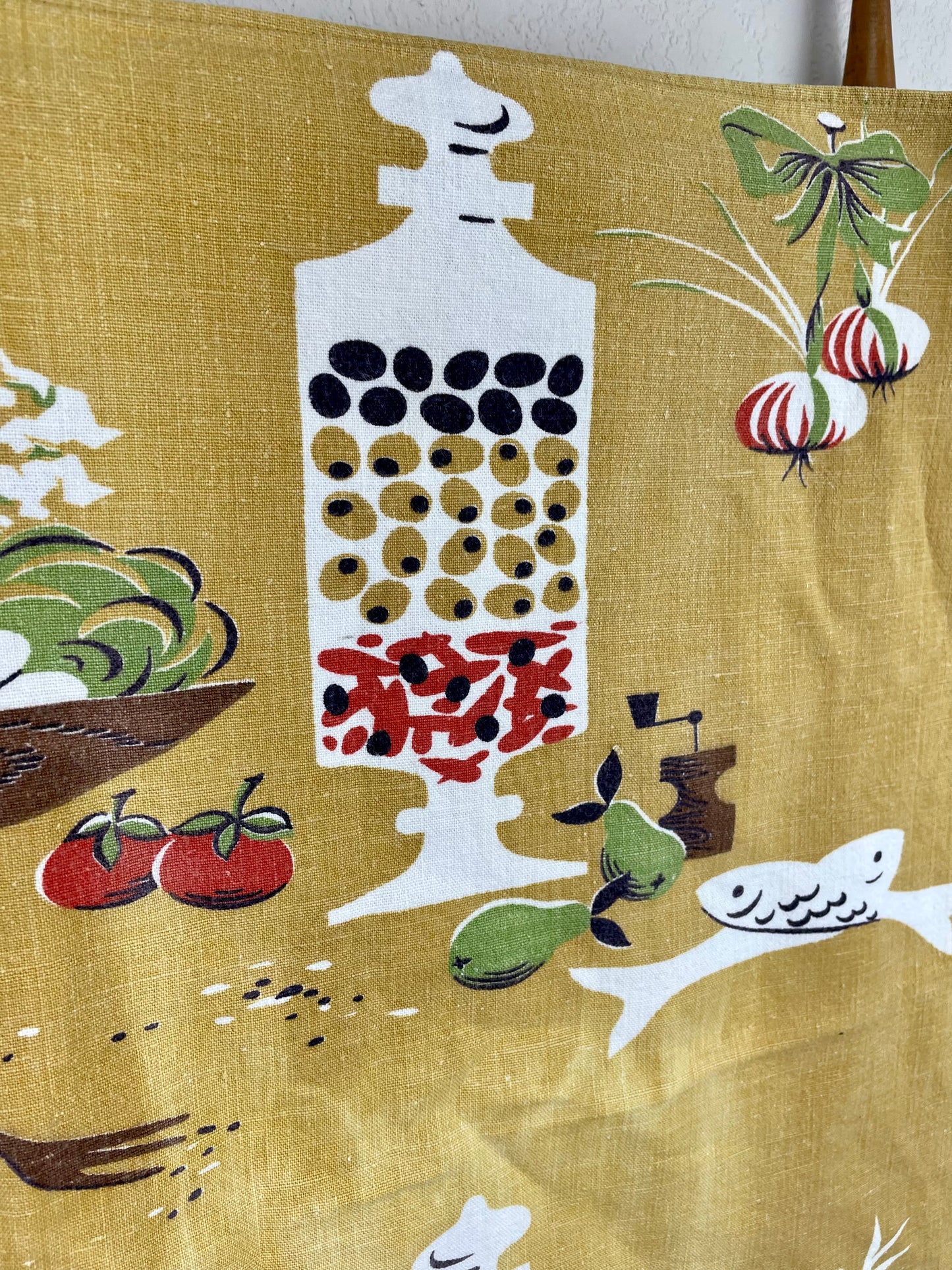 Vintage Yellow Mid-Century Tea Towel