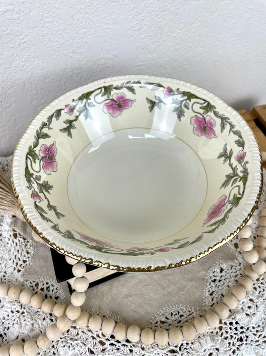 Vintage Homer Laughlin Floral Porcelain Serving Bowl