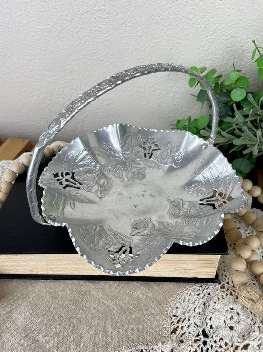 Vintage Embossed Aluminum Serving Tray