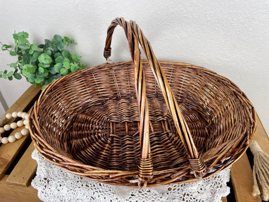 Vintage Oval Basket with Movable Handles