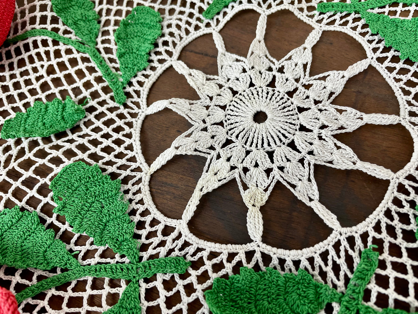 Vintage Handmade Doily with Roses