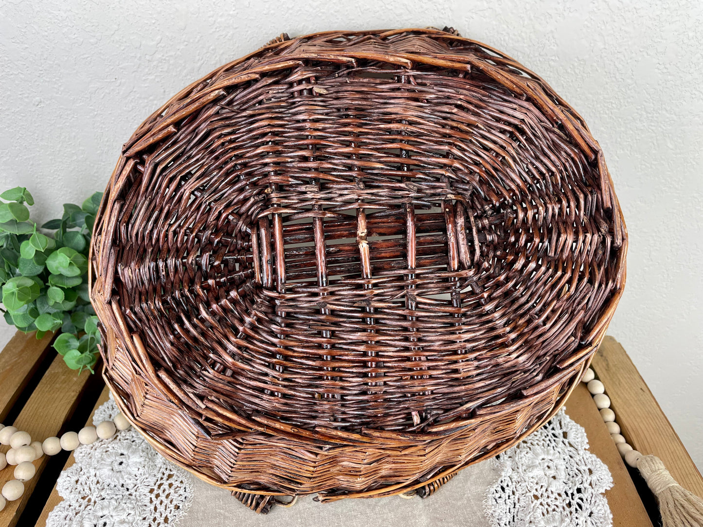 Vintage Oval Basket with Movable Handles