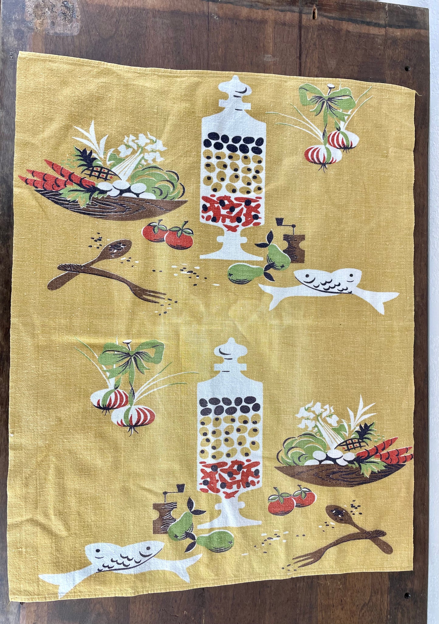 Vintage Yellow Mid-Century Tea Towel