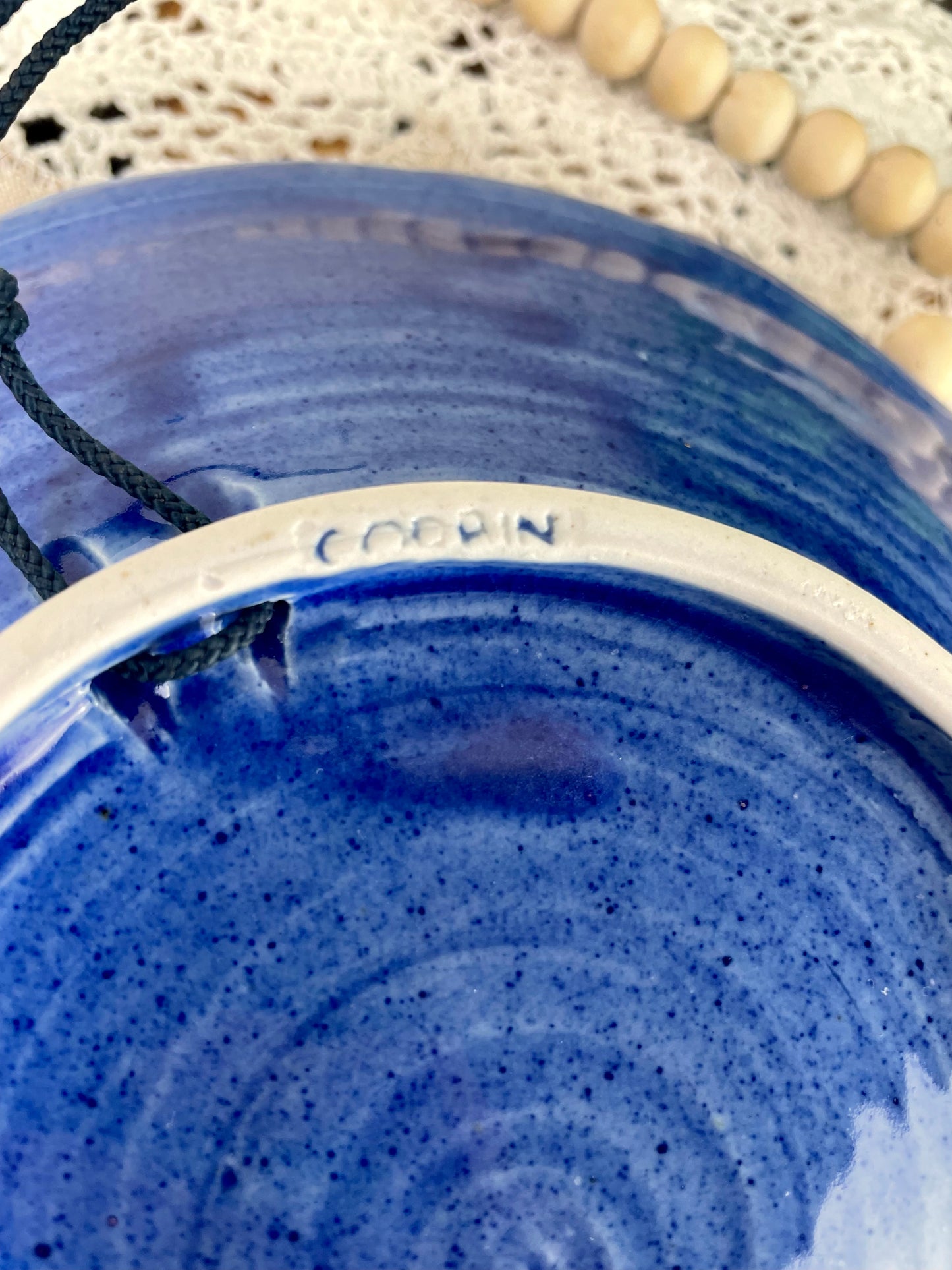 Vintage Handmade Blue Pottery Dish