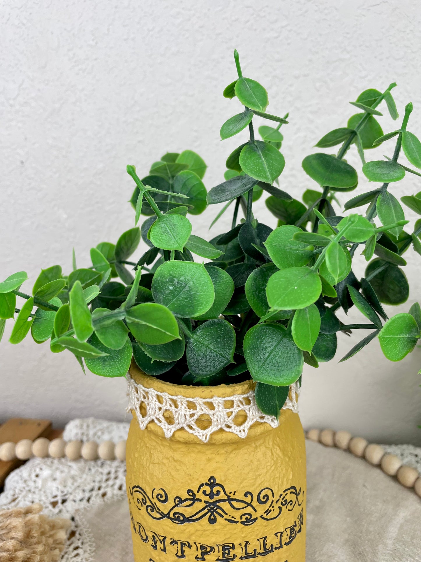 Handmade Textured Jar Vase with Greenery