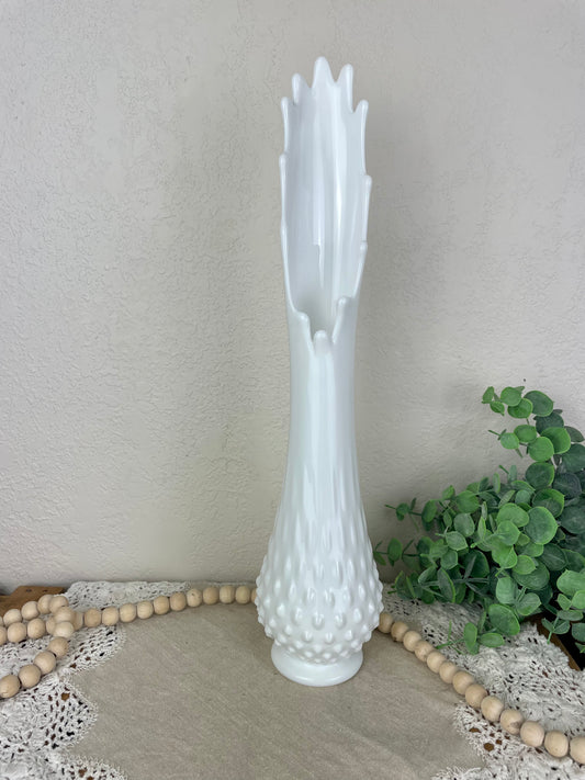 Vintage Mid-Century Fenton Hobnail Swung Glass Vase