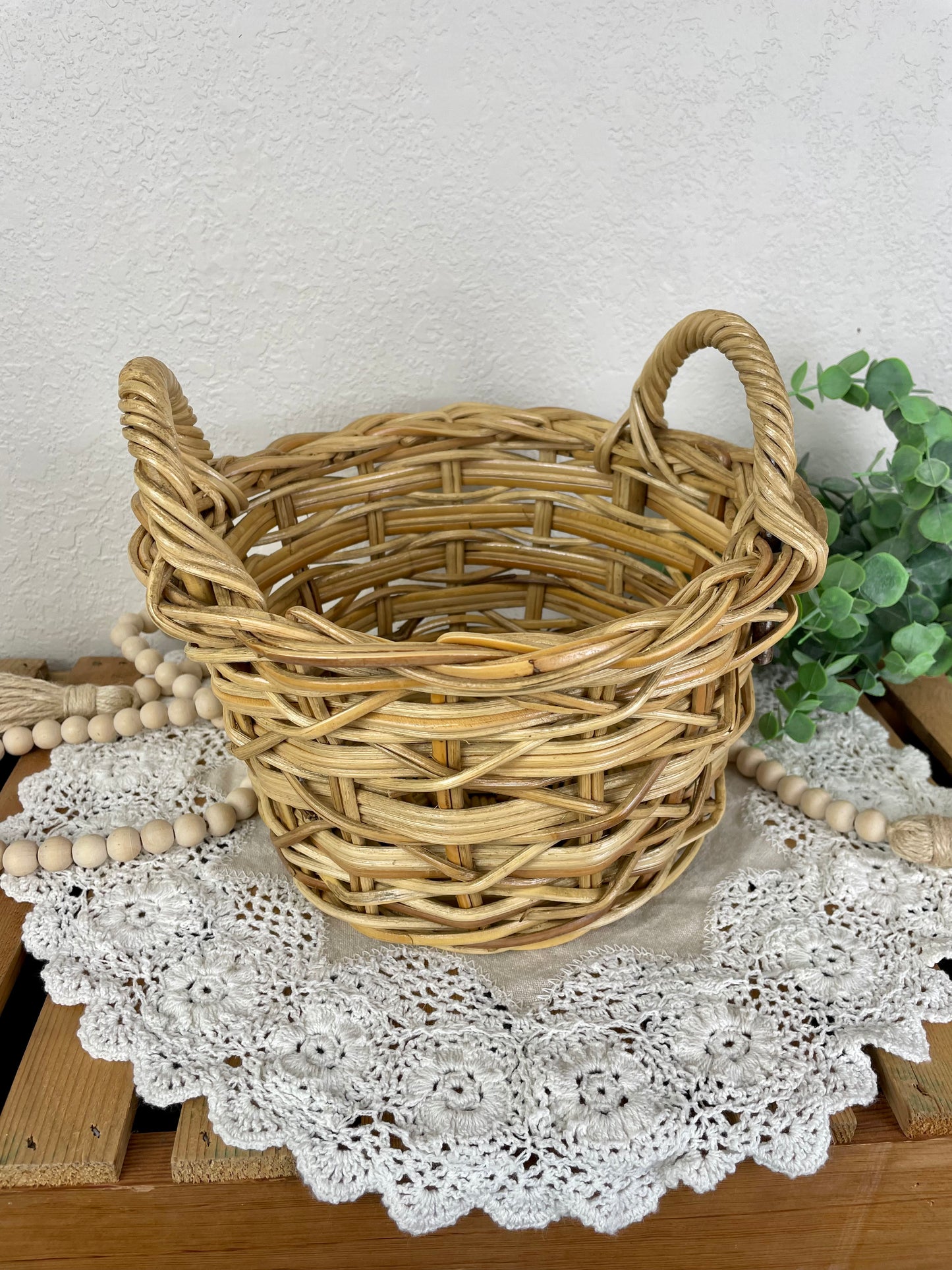 Vintage Chunky Planter Basket with Handles