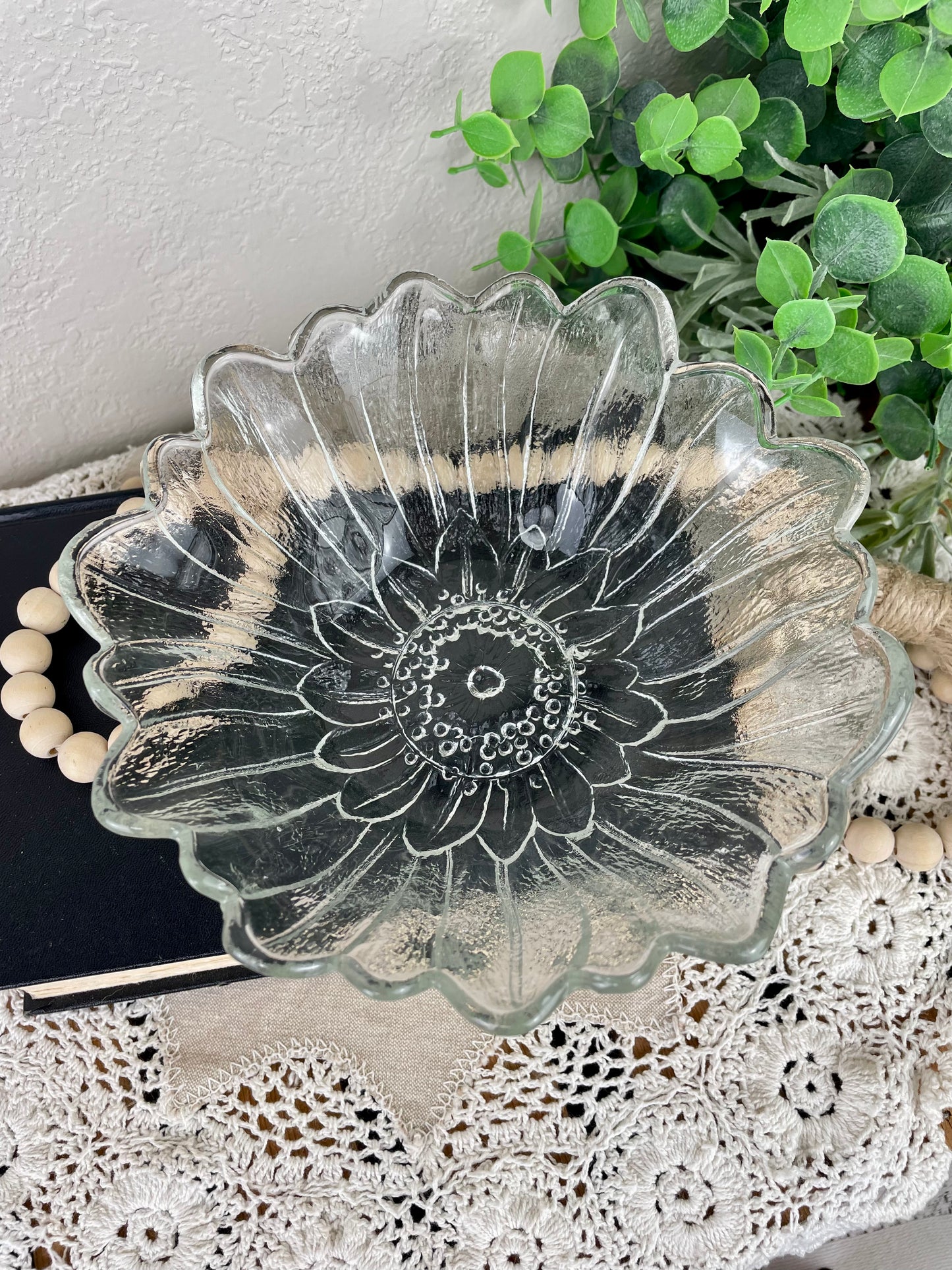 Vintage Glass Sunflower Bowl by Indiana Glass Co.