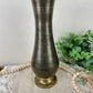 Vintage Etched Brass Tall Vase