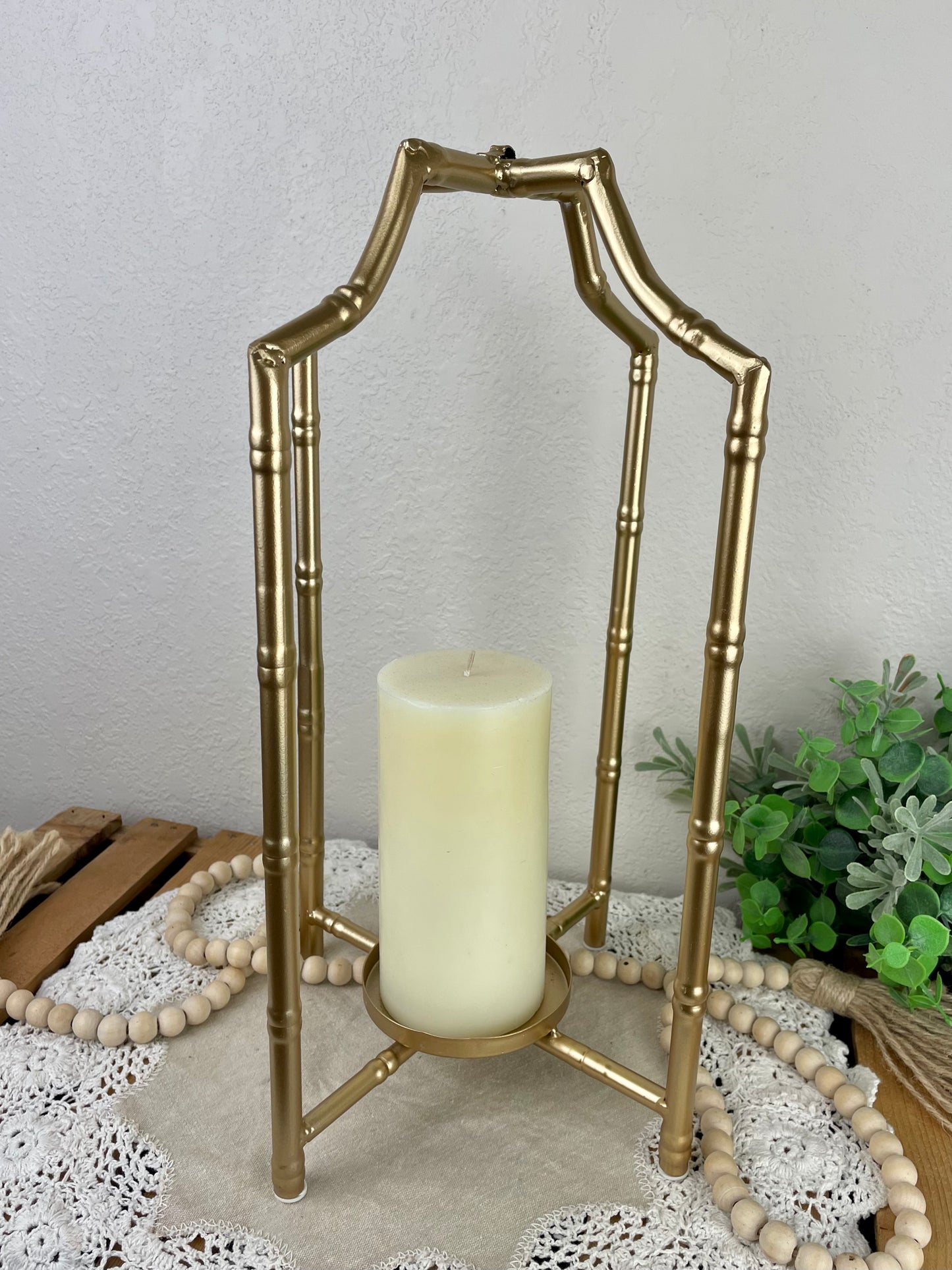 Metallic Gold Candle Lantern