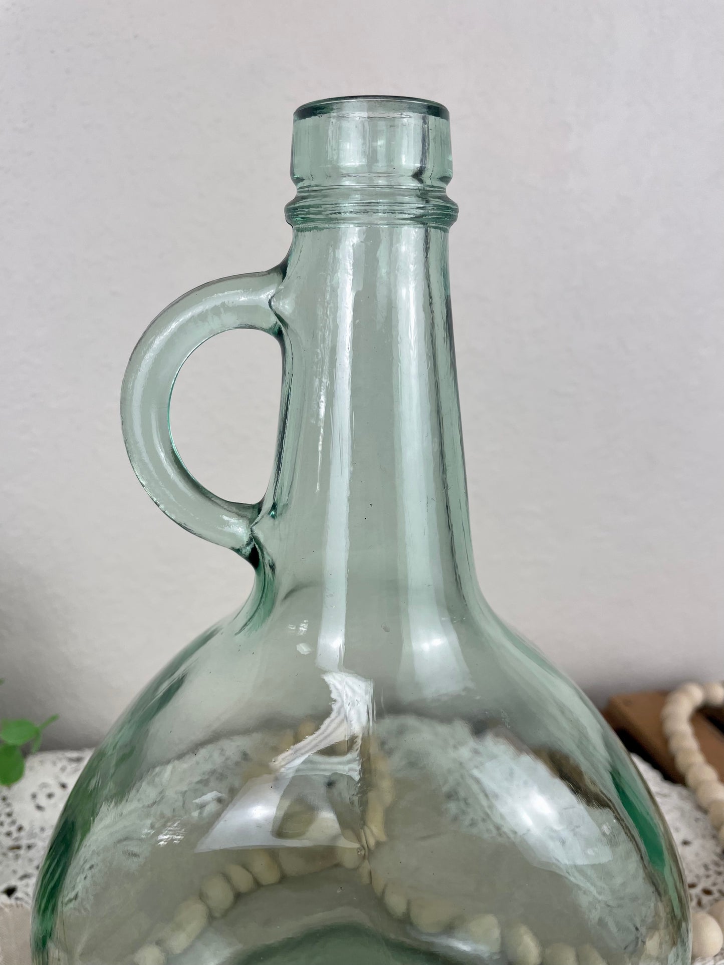 Vintage Blue/Green Wine Bottle with Handle