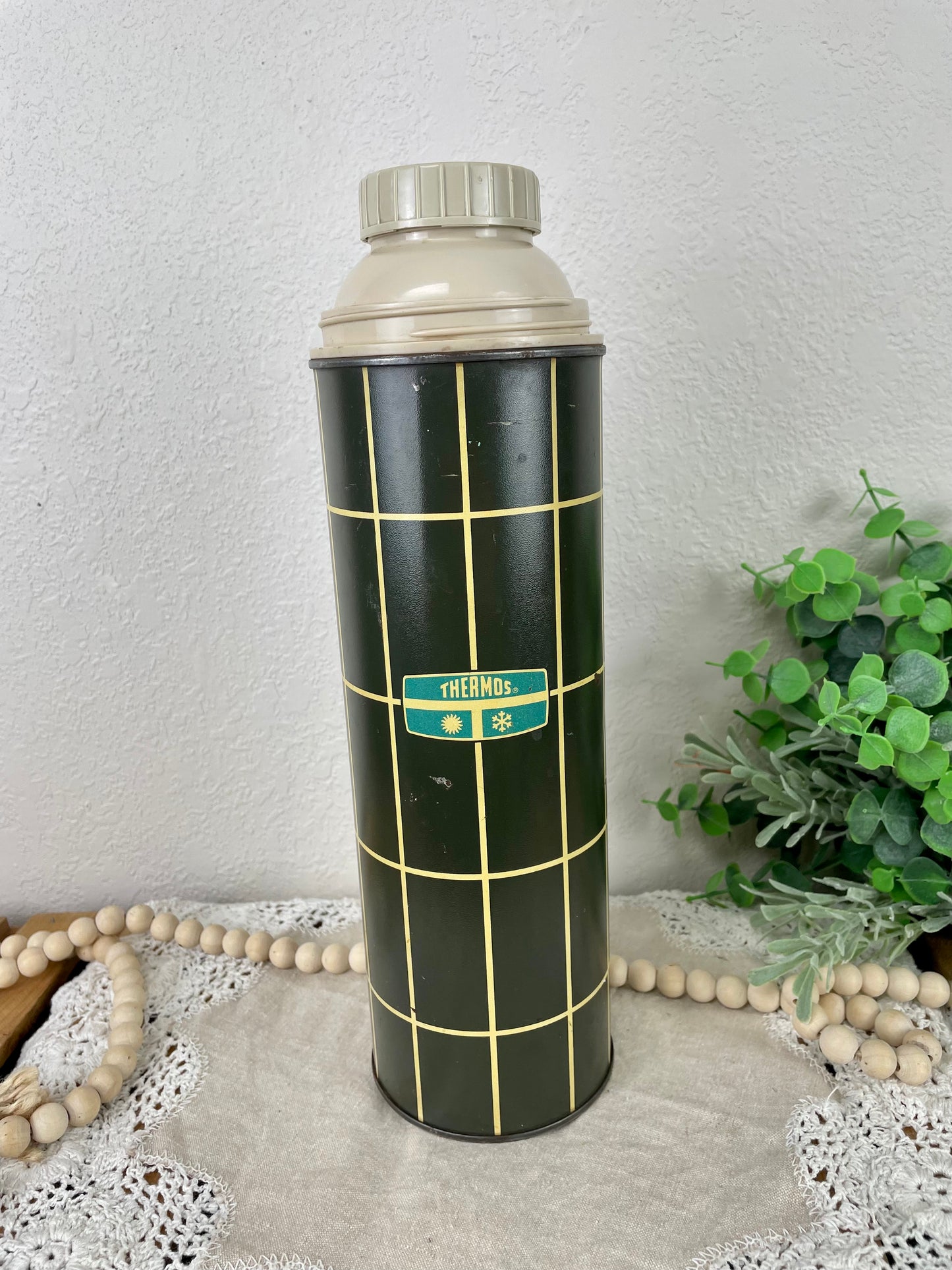 Vintage ALADDIN 37210 GREEN Camouflage CAMO Hunting OUTDOORS 1 Quart THERMOS  USA