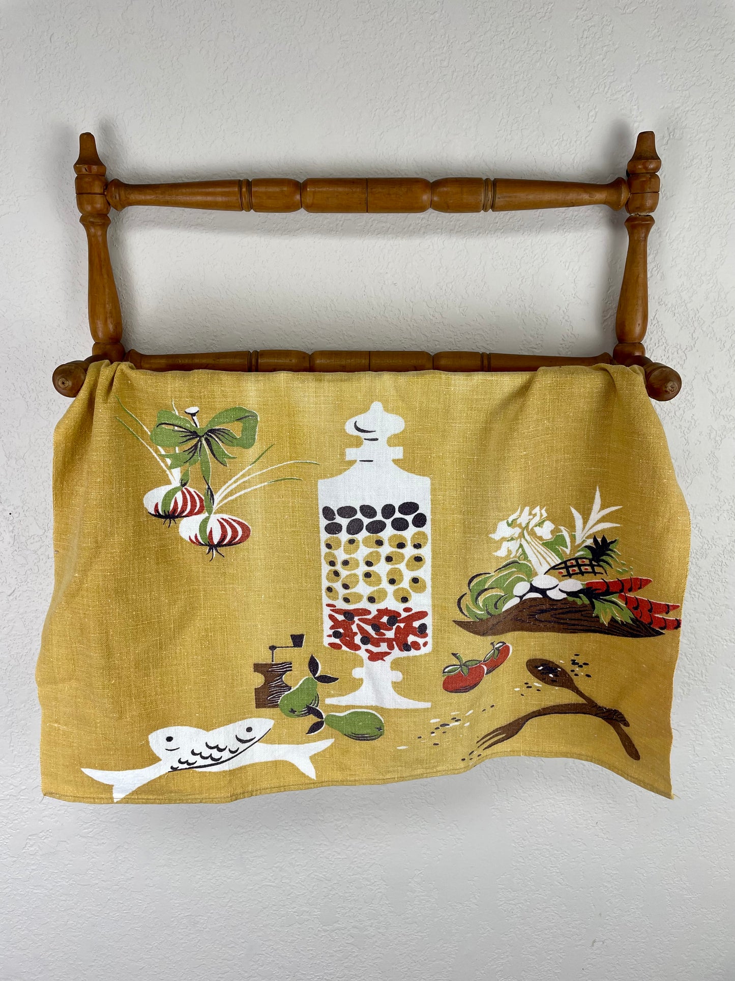 Vintage Yellow Mid-Century Tea Towel