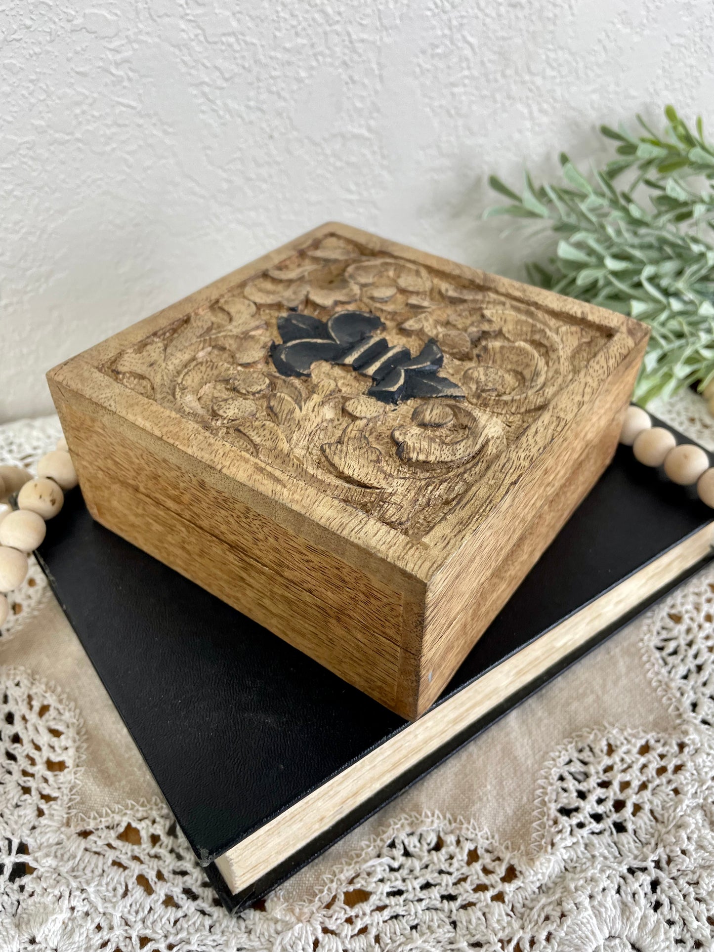 Vintage Carved Wood Box