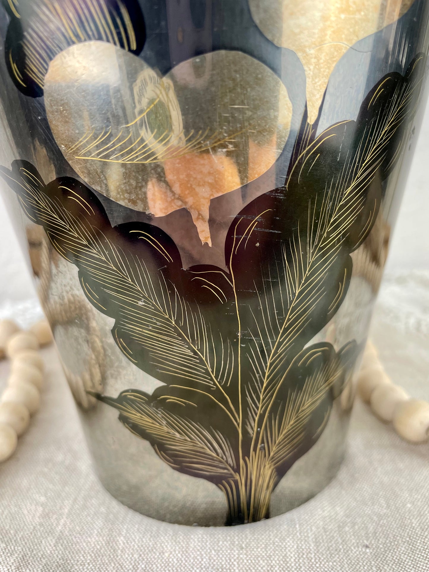 Vintage Brass Vase with Floral Details