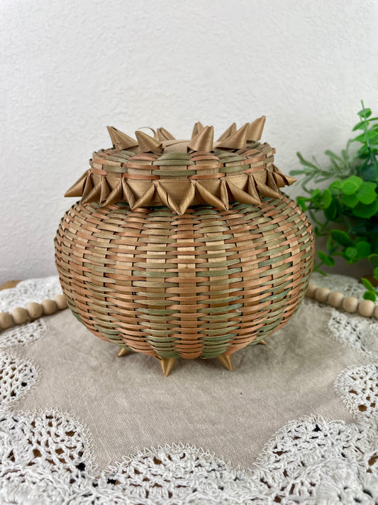 Vintage Hand Woven Native American Basket with Lid