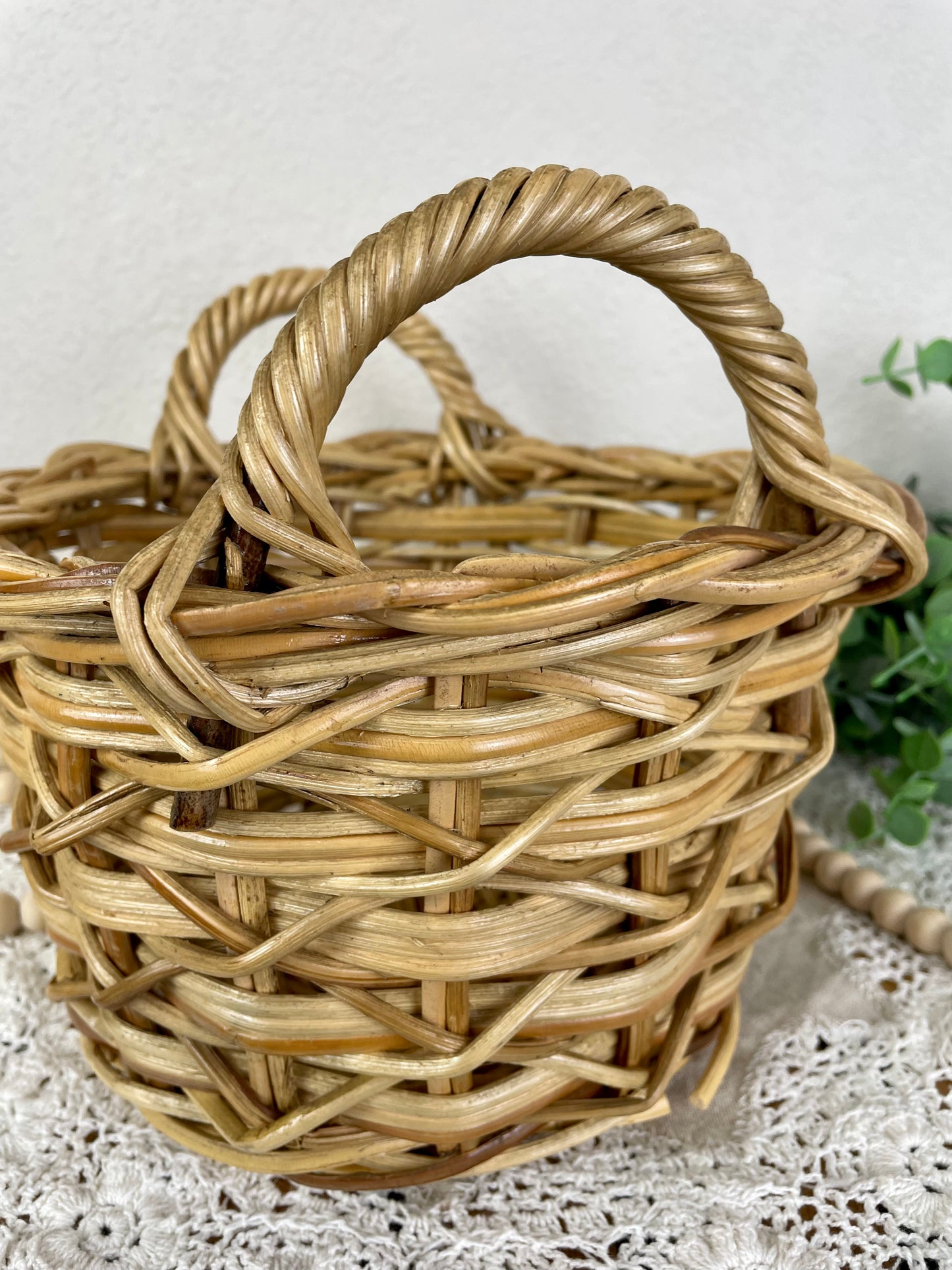 Vintage Chunky Planter Basket with Handles