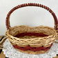 Vintage Red and Natural Wicker Basket with Handle