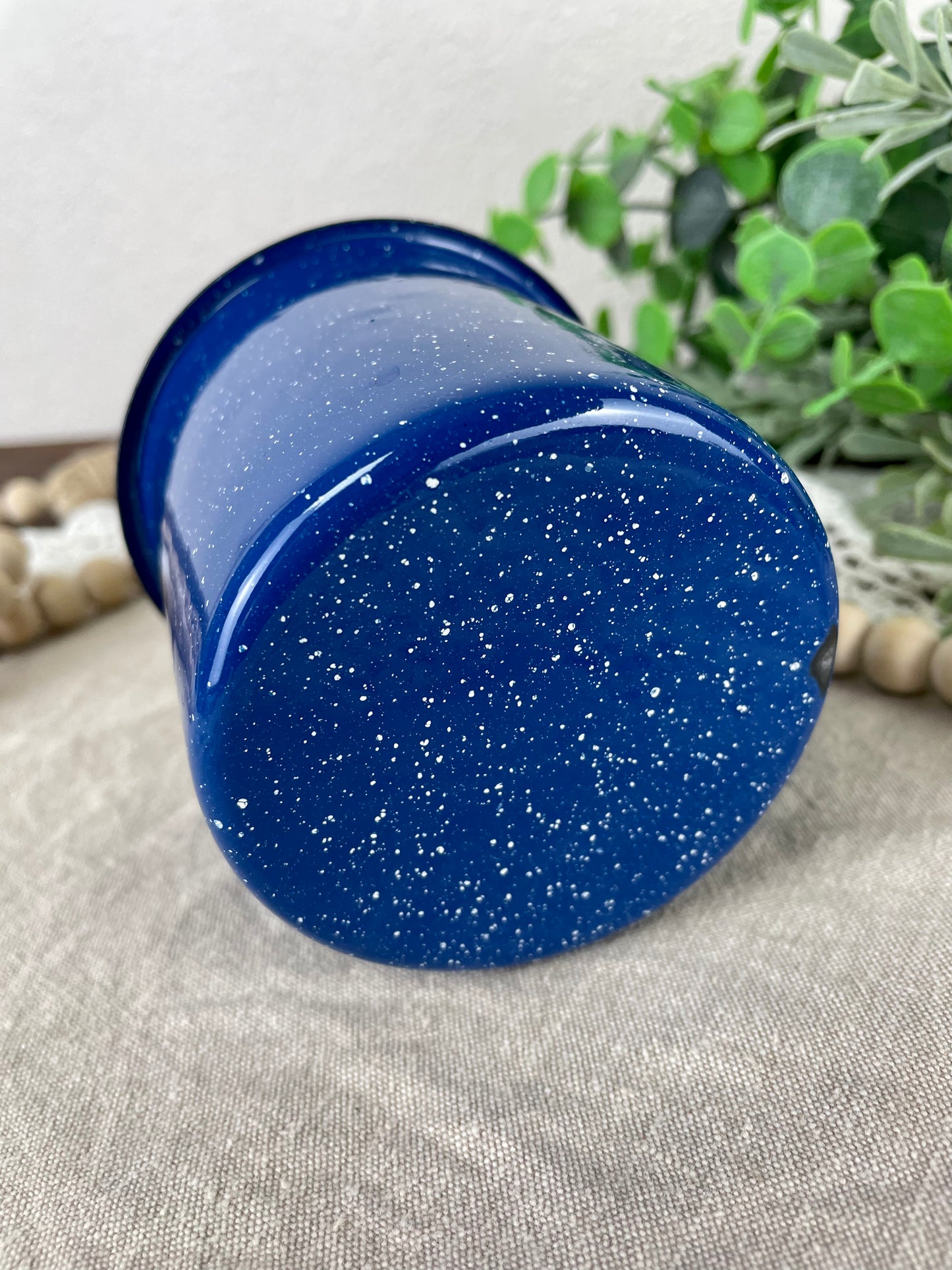 Vintage Speckled Blue Enamel Cup