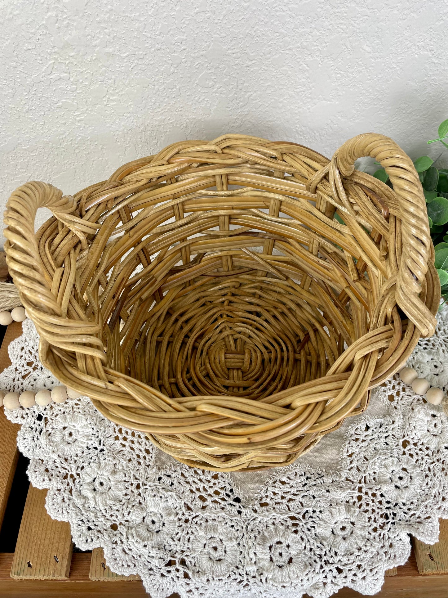 Vintage Chunky Planter Basket with Handles