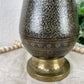 Vintage Etched Brass Tall Vase