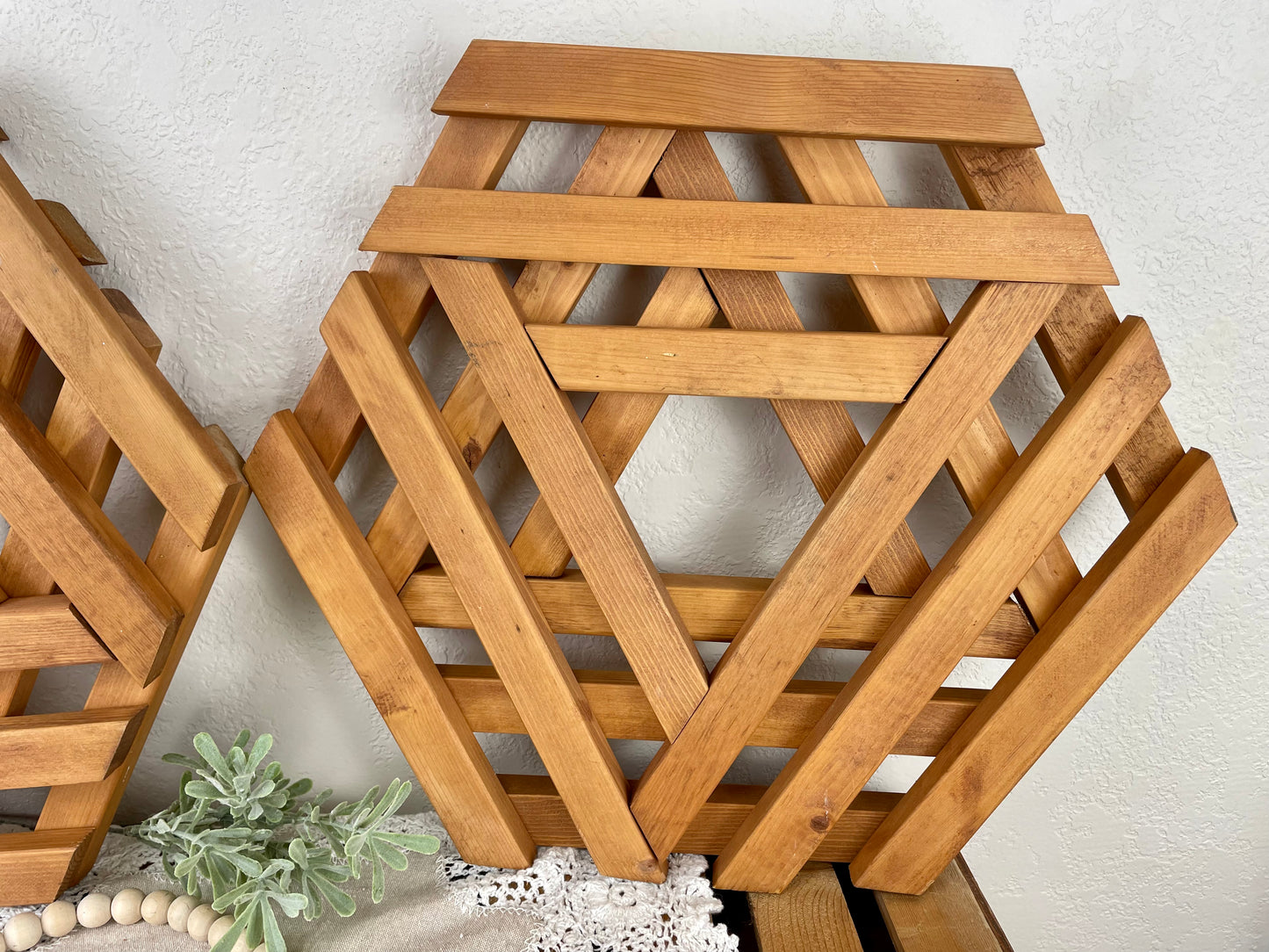 Set of Handmade Wooden Hexagon Wall Decor