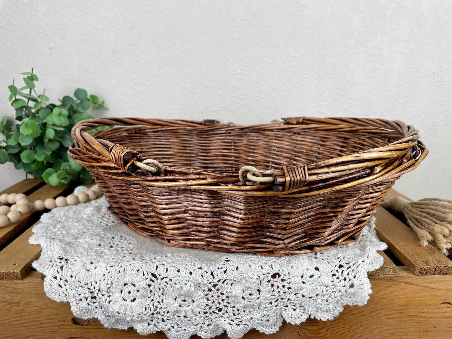 Vintage Oval Basket with Movable Handles