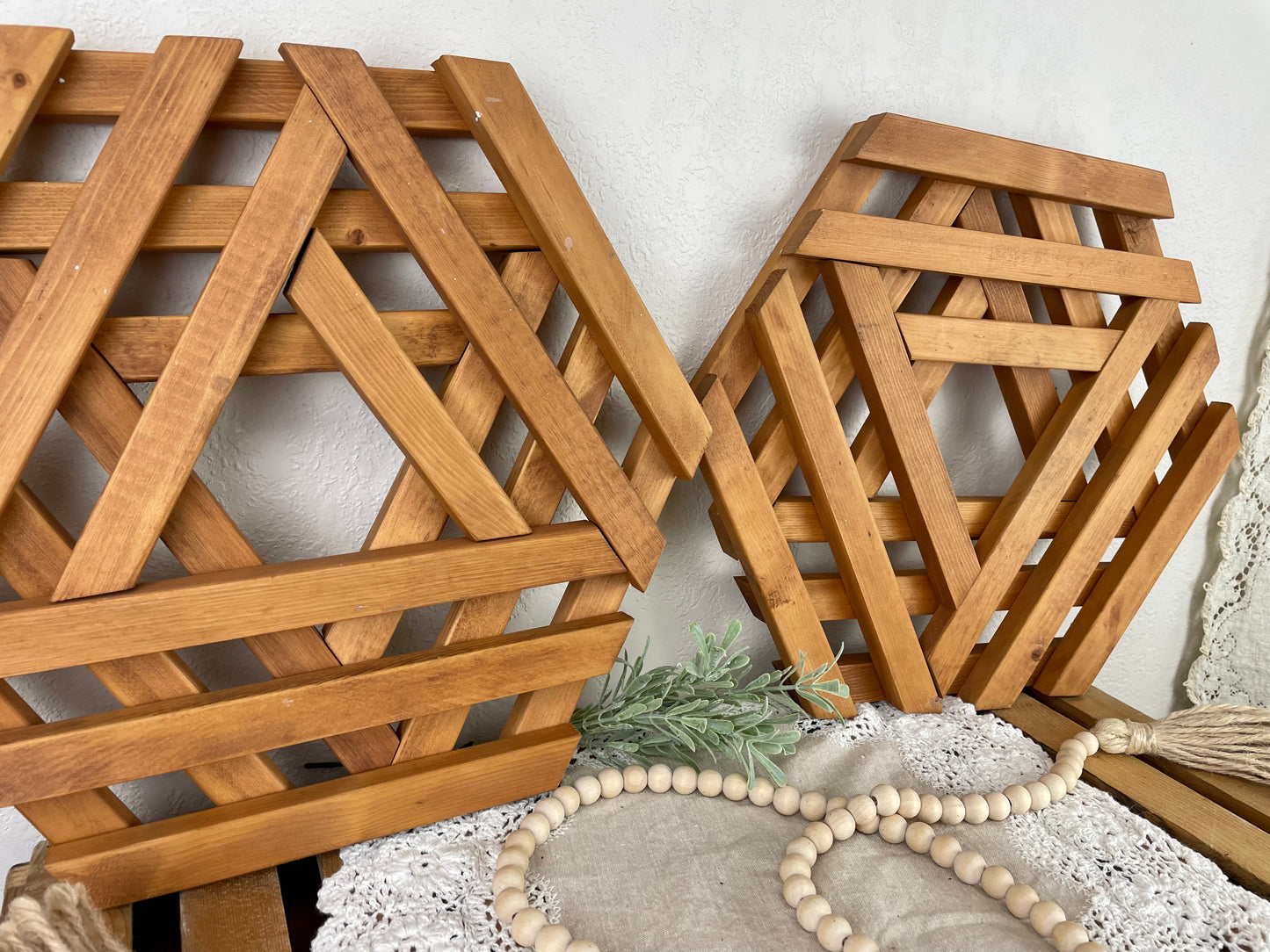 Set of Handmade Wooden Hexagon Wall Decor