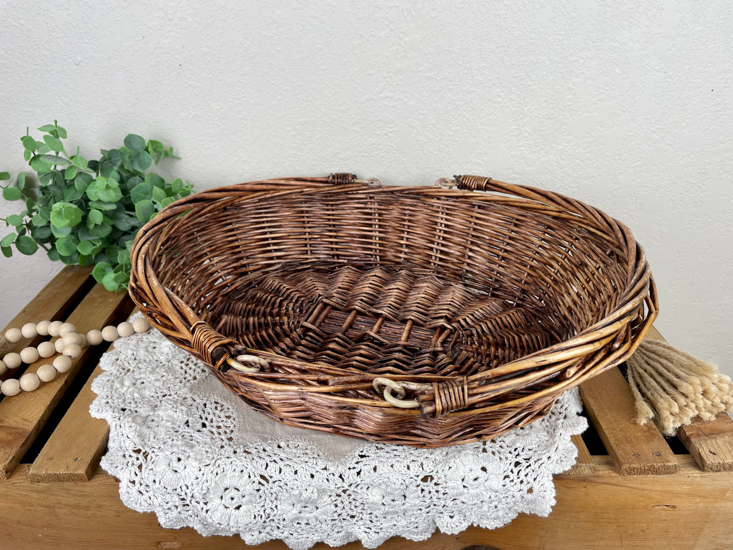 Vintage Oval Basket with Movable Handles