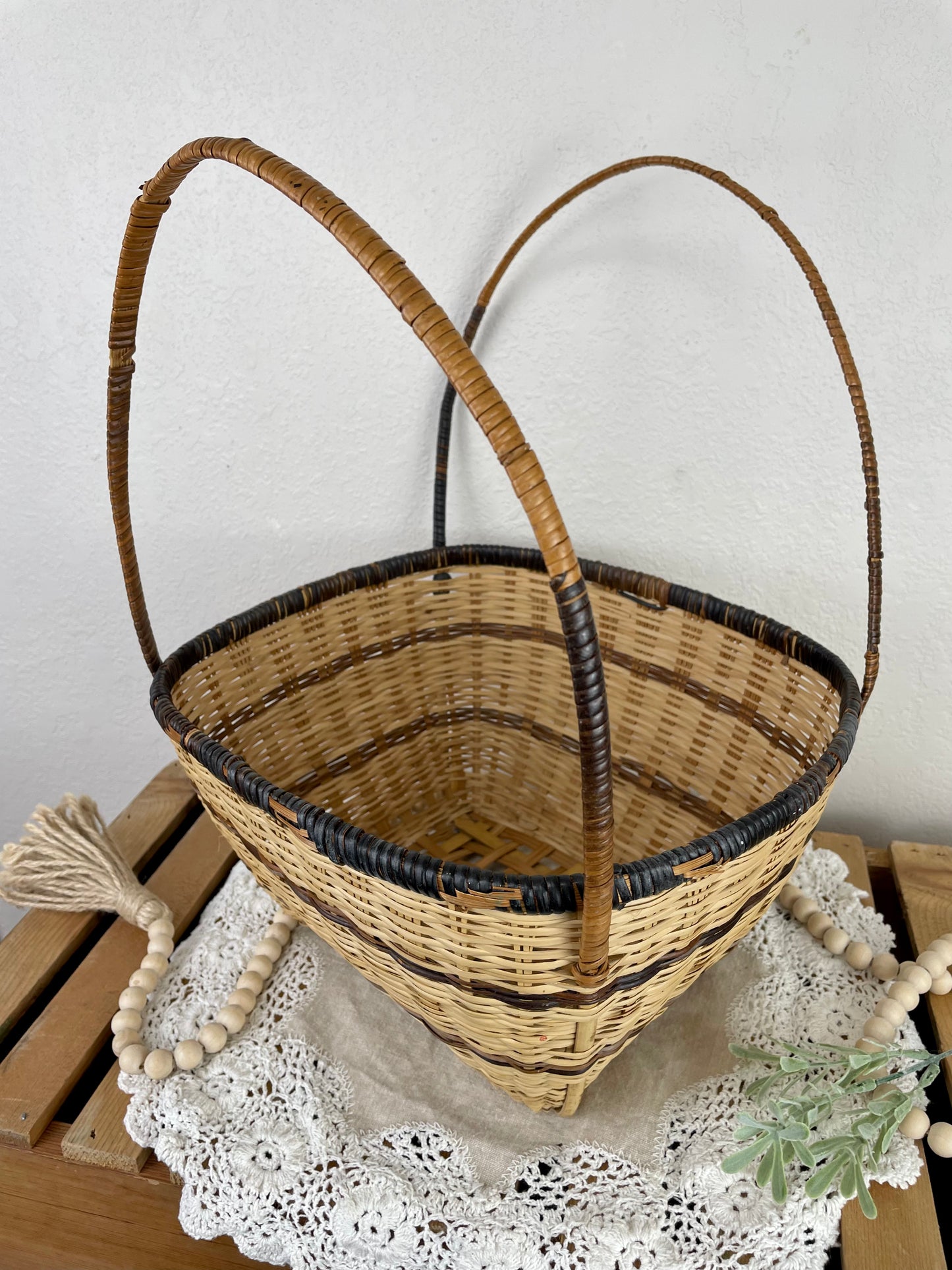 Vintage Basket with Long Handles