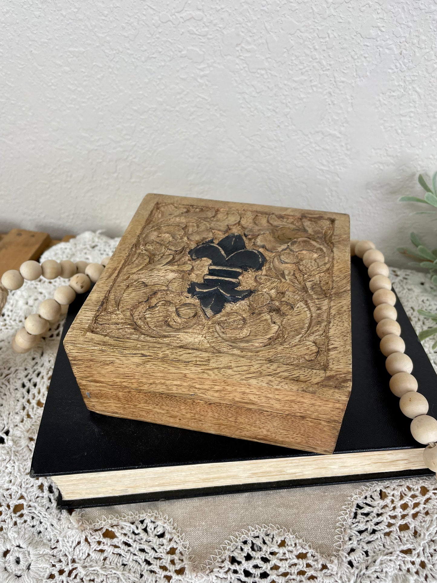 Vintage Carved Wood Box