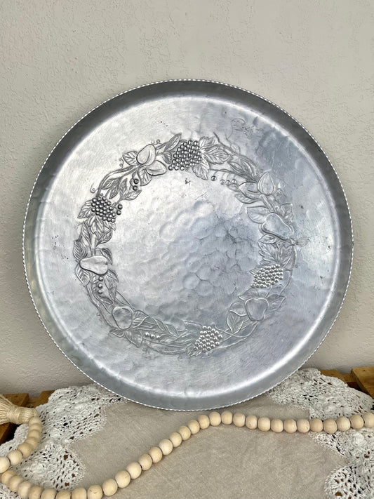 Vintage Hammered Aluminum Serving Platter