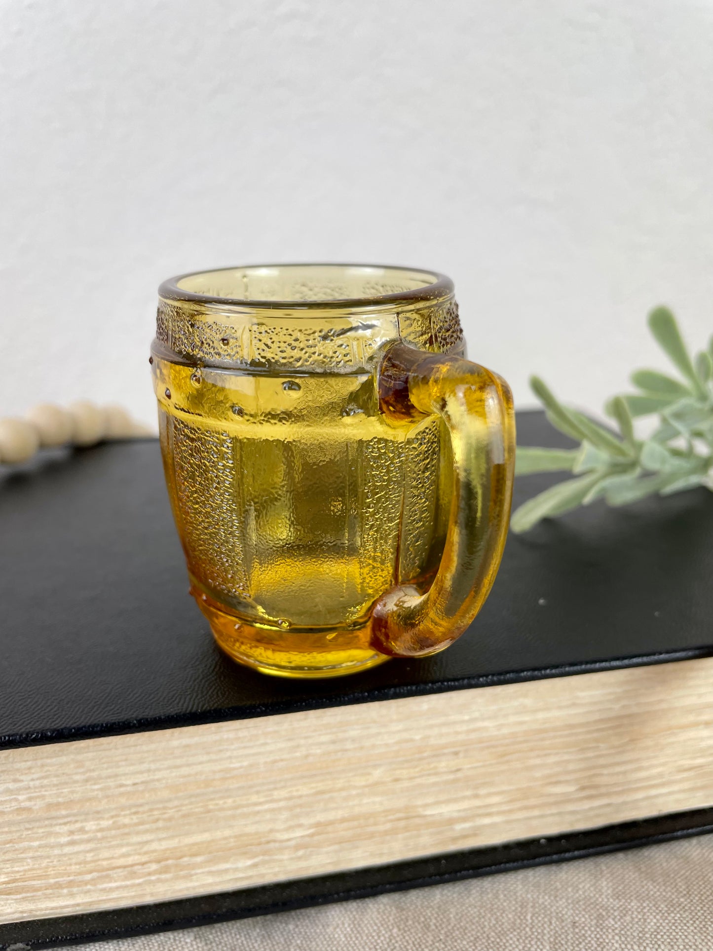 Vintage Amber Glass Whiskey Barrel Toothpick Holder