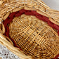 Vintage Red and Natural Wicker Basket with Handle