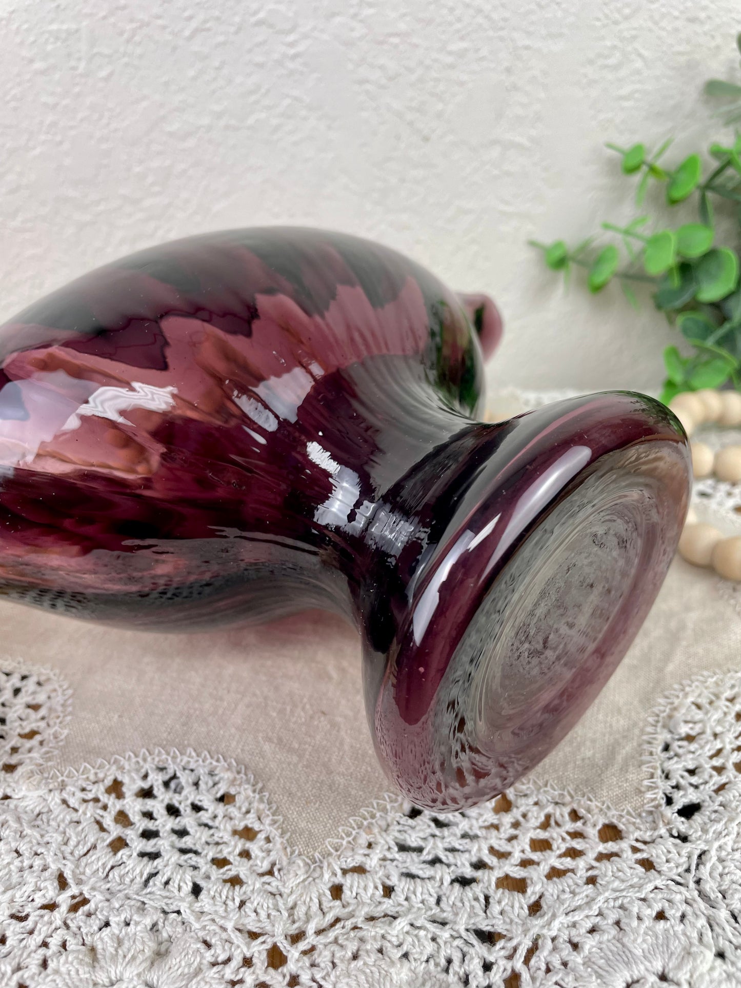 Vintage Amethyst Art Glass Footed Dish