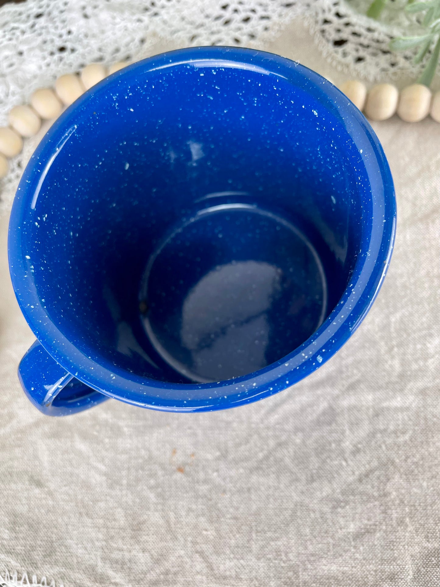 Vintage Speckled Blue Enamel Cup