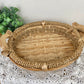Vintage Wicker Tray with Wooden Handles