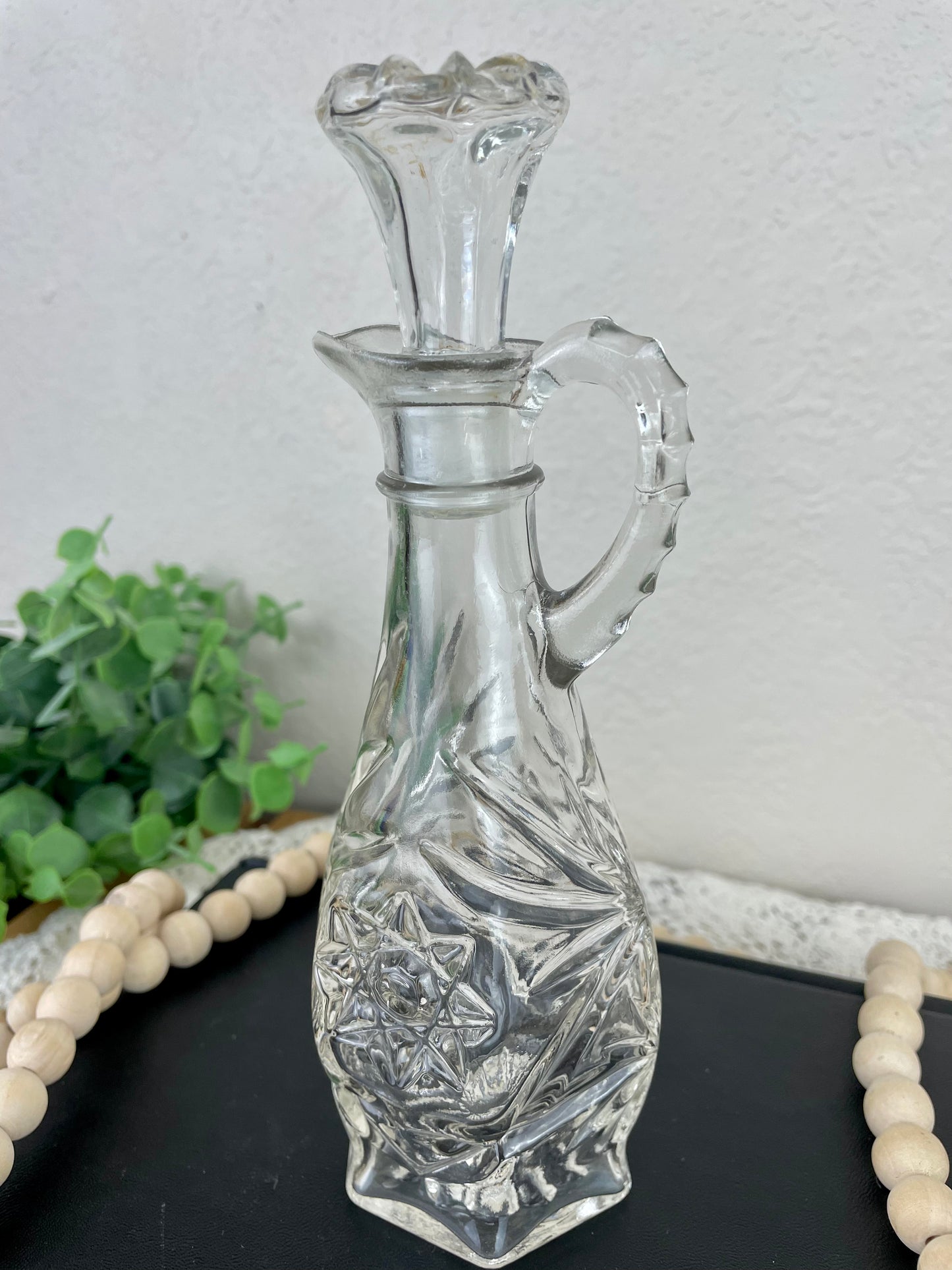 Vintage Anchor Hocking Pressed Glass “Star of David” Cruet