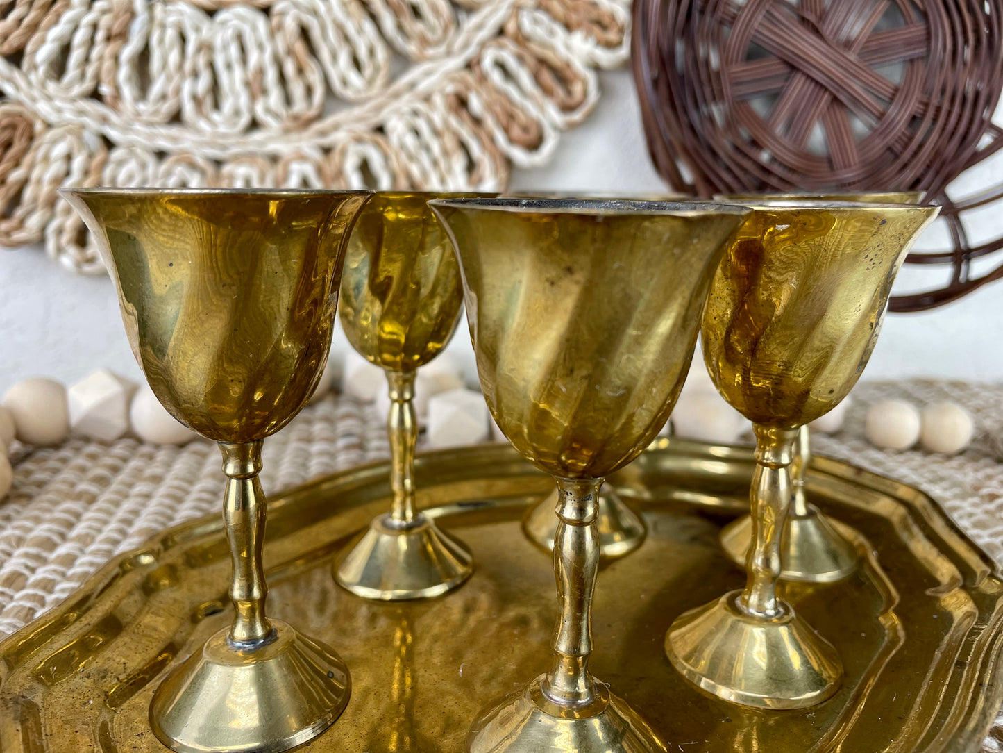 Vintage Mini Brass Goblet Set with Tray – Hanna Banana Creations