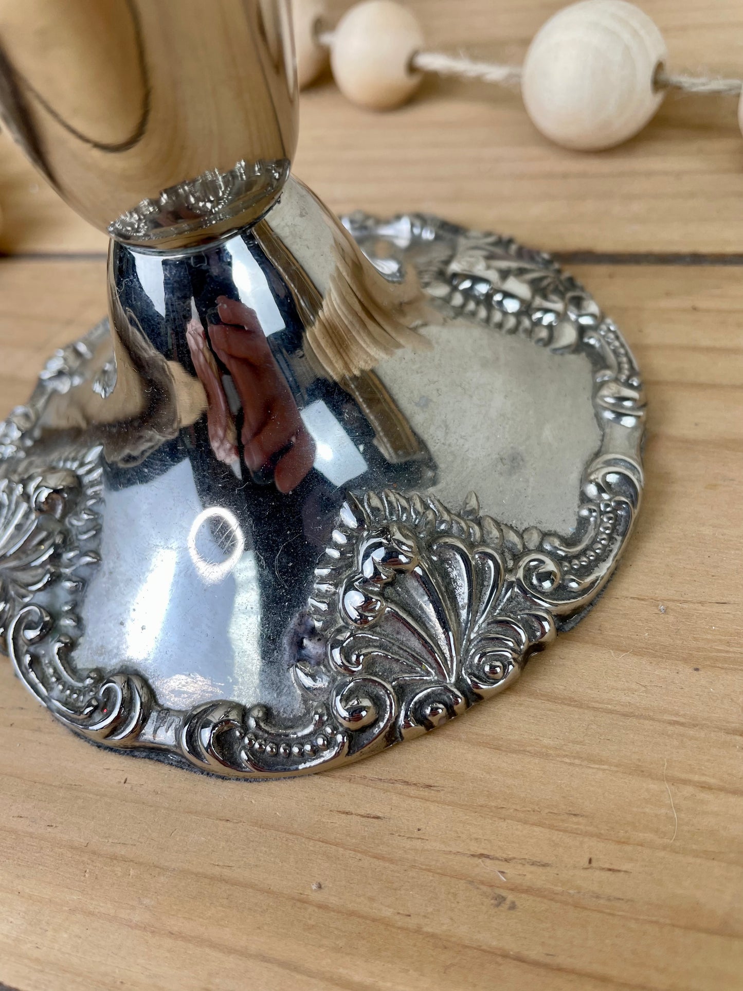 Vintage Baroque Godinger Silver Candle Holder