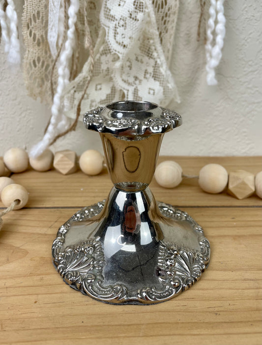 Vintage Baroque Godinger Silver Candle Holder