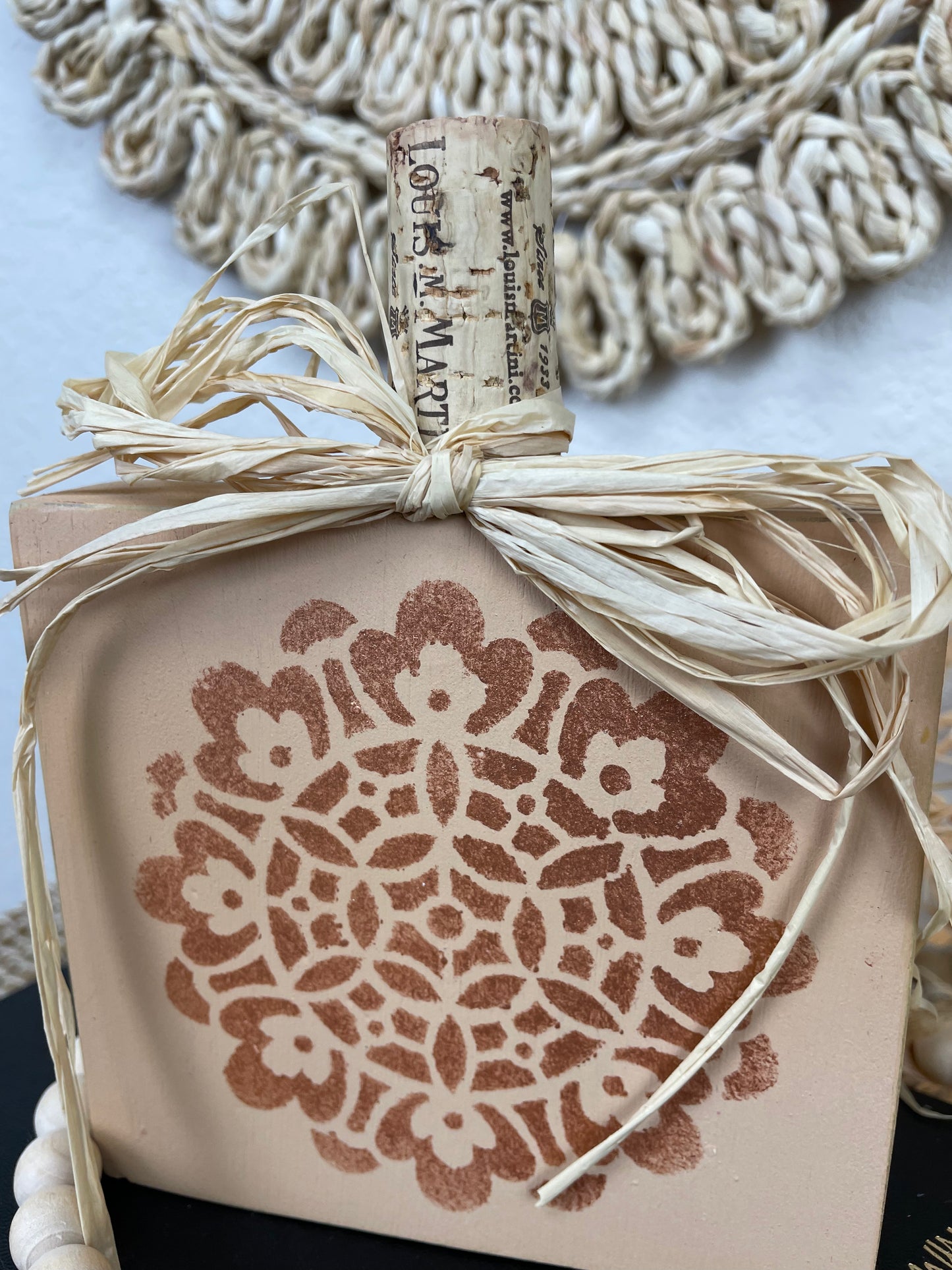 Handmade Reclaimed Wood Peach Boho Pumpkin